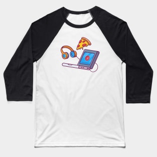 Pizza and laptop cartoon Baseball T-Shirt